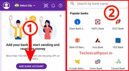 PhonePe bank account kaise add kare, फोन पे में बैंक अकाउंट कैसे जोड़े