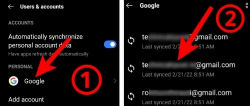 Log out gmail from mobile click google account