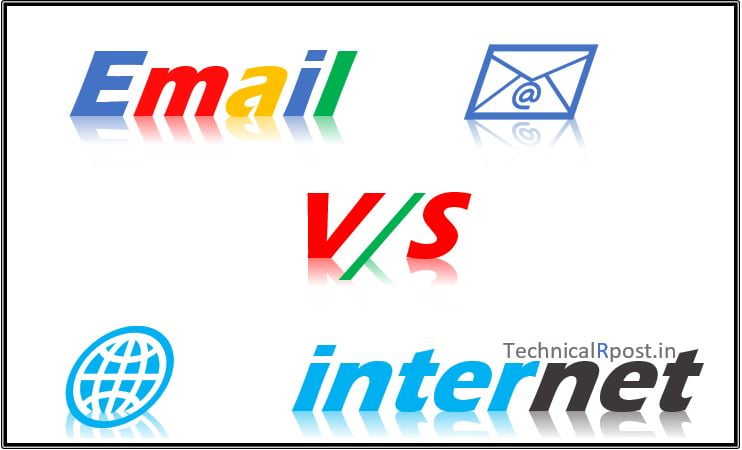 Internet and email difference in Hindi